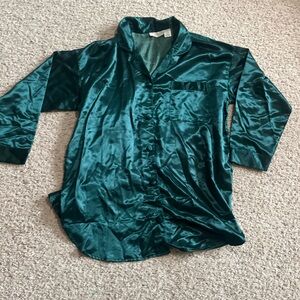 Emerald Green Satin Pajama Top